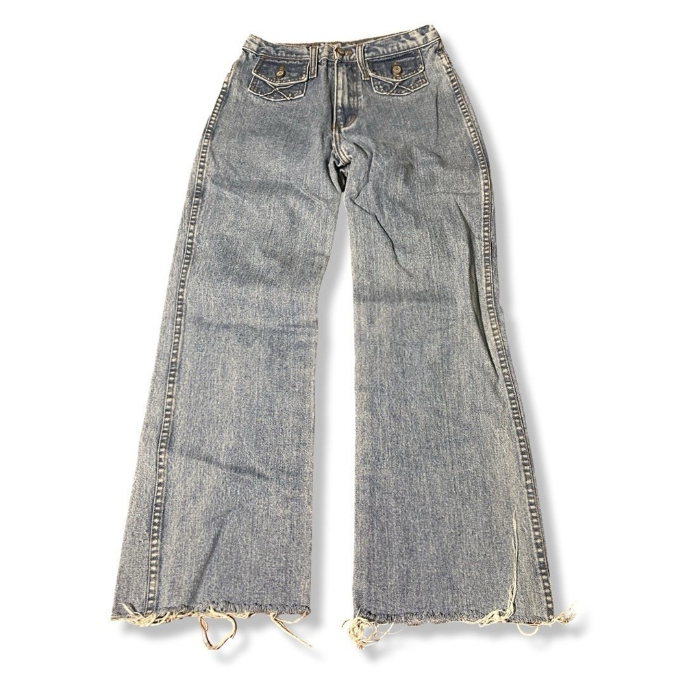 Vintage LEI Denim Blue Flare Pants Size 5 Streetwear Y2K Made In USA